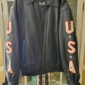 Italian Leather patriotic jacket men's  Lg motorcycle riding